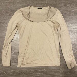 Massimo Dutti Cream Long Sleeve Cowl Neck Sweater